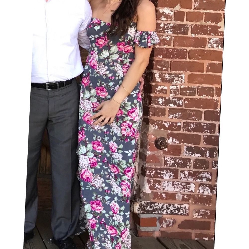 Off shoulder floral maxi dress